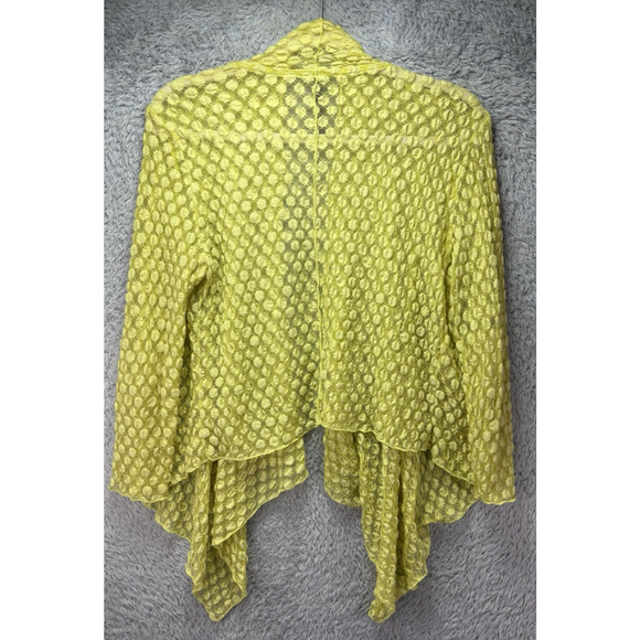 IC by Connie K Medium Yellow Sheer Cardigan Top Waterfall Textured Lightweight - Picture 2 of 9